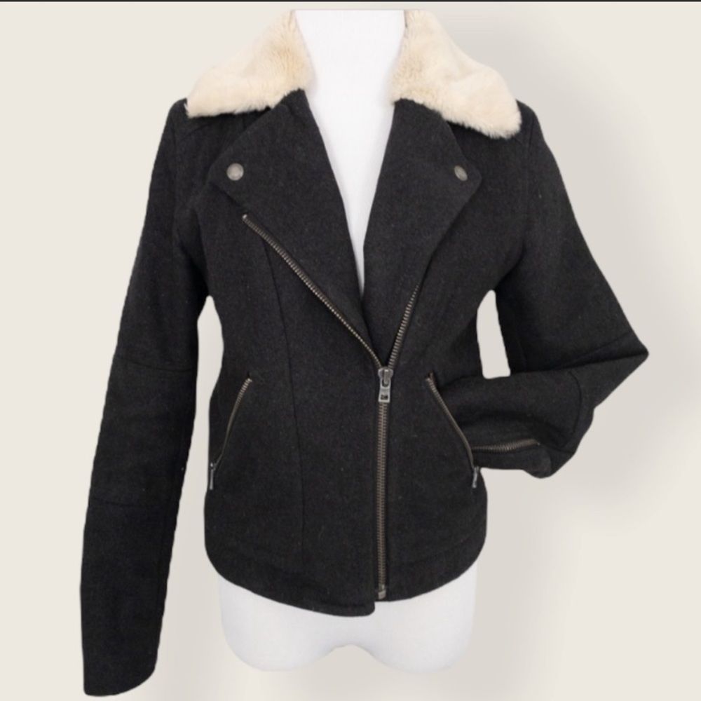 American Eagle Grey Wool Moto Jacket - Size Small.